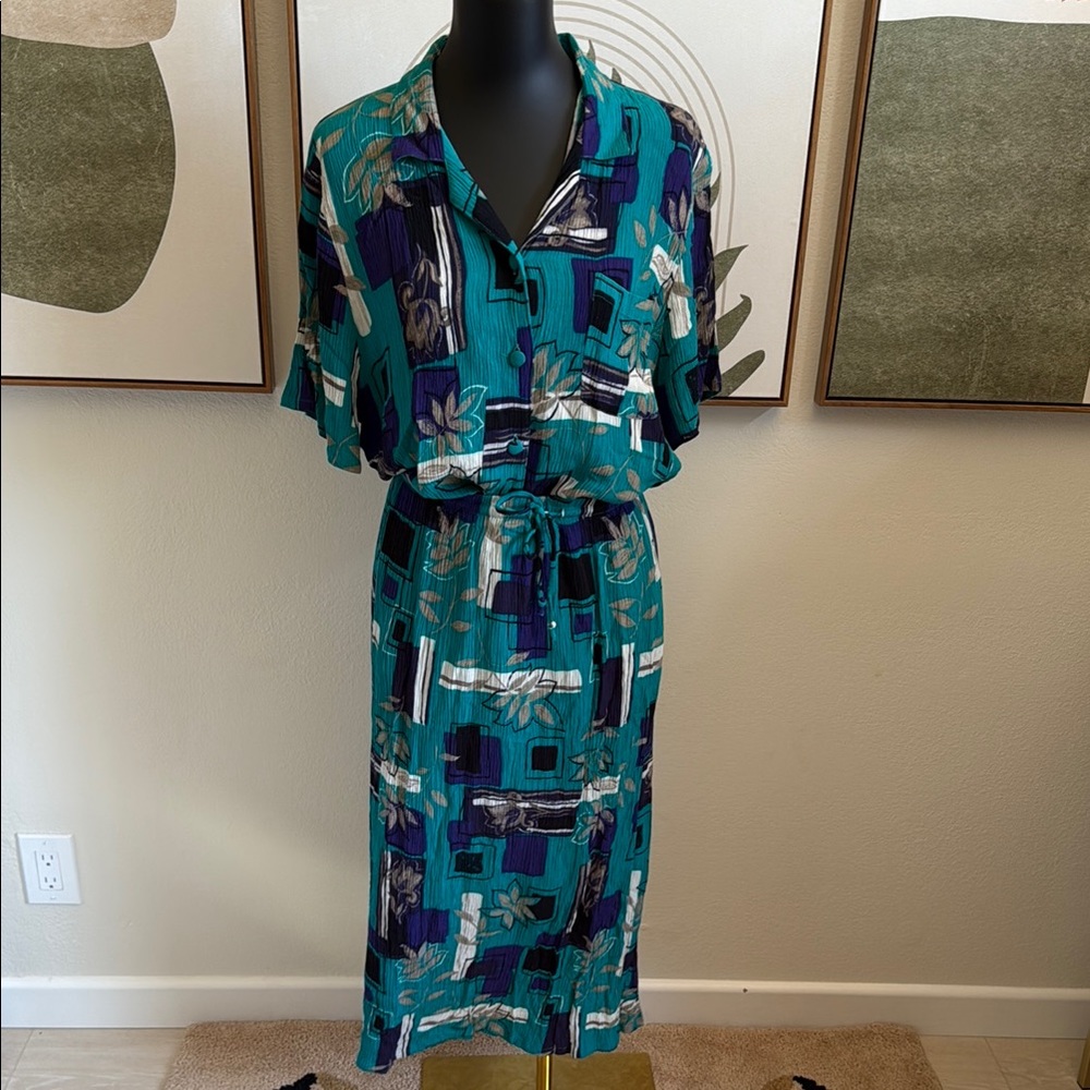 Sag Harbor Vintage Blue Skirt Set with Notched Collar - Picture 2 of 11